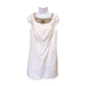 Laundry by Shelli Segal White Jeweled Sheath Dress,  SUMMER SALE-LIMITED TIME